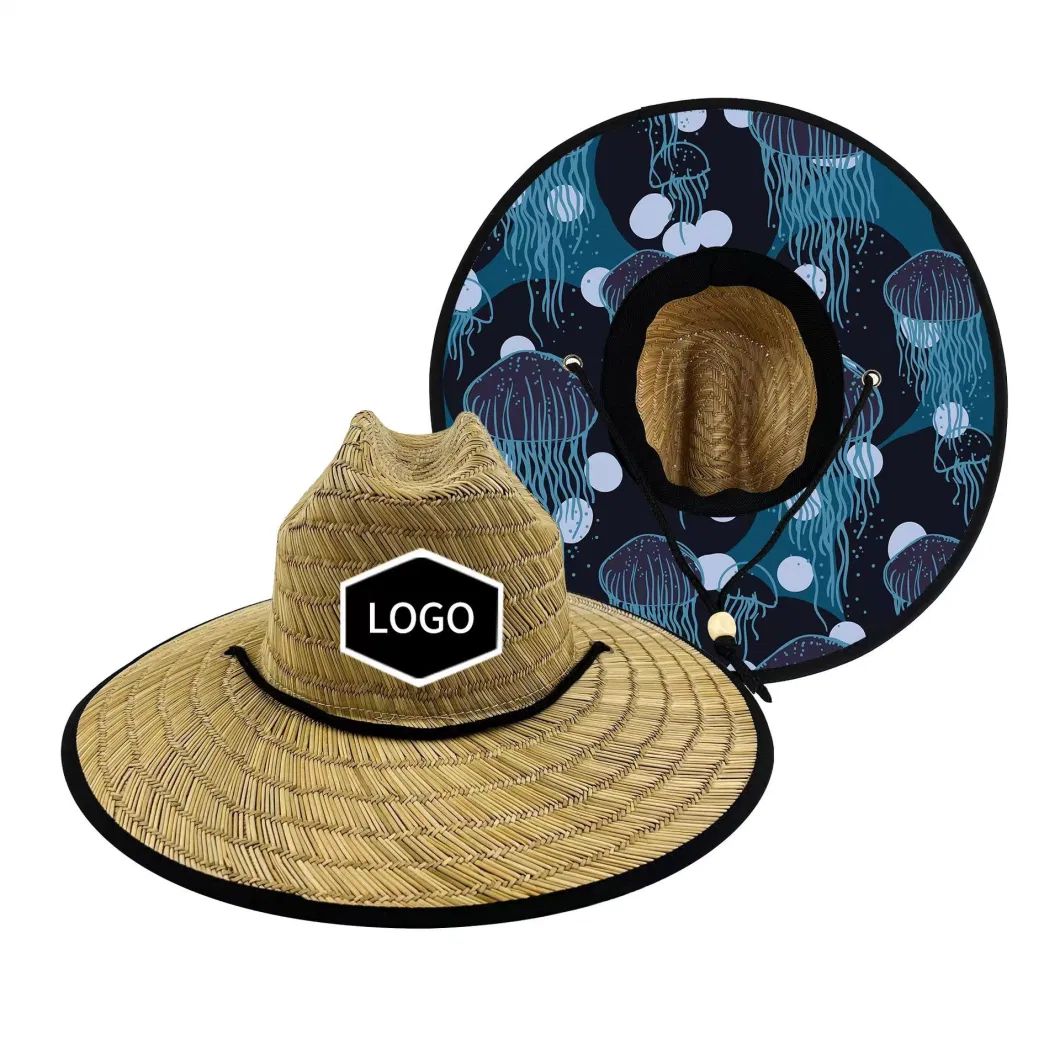 Custom Under Brim Printing Pattern Straw Hat Bulk Straw Cowboy Hats