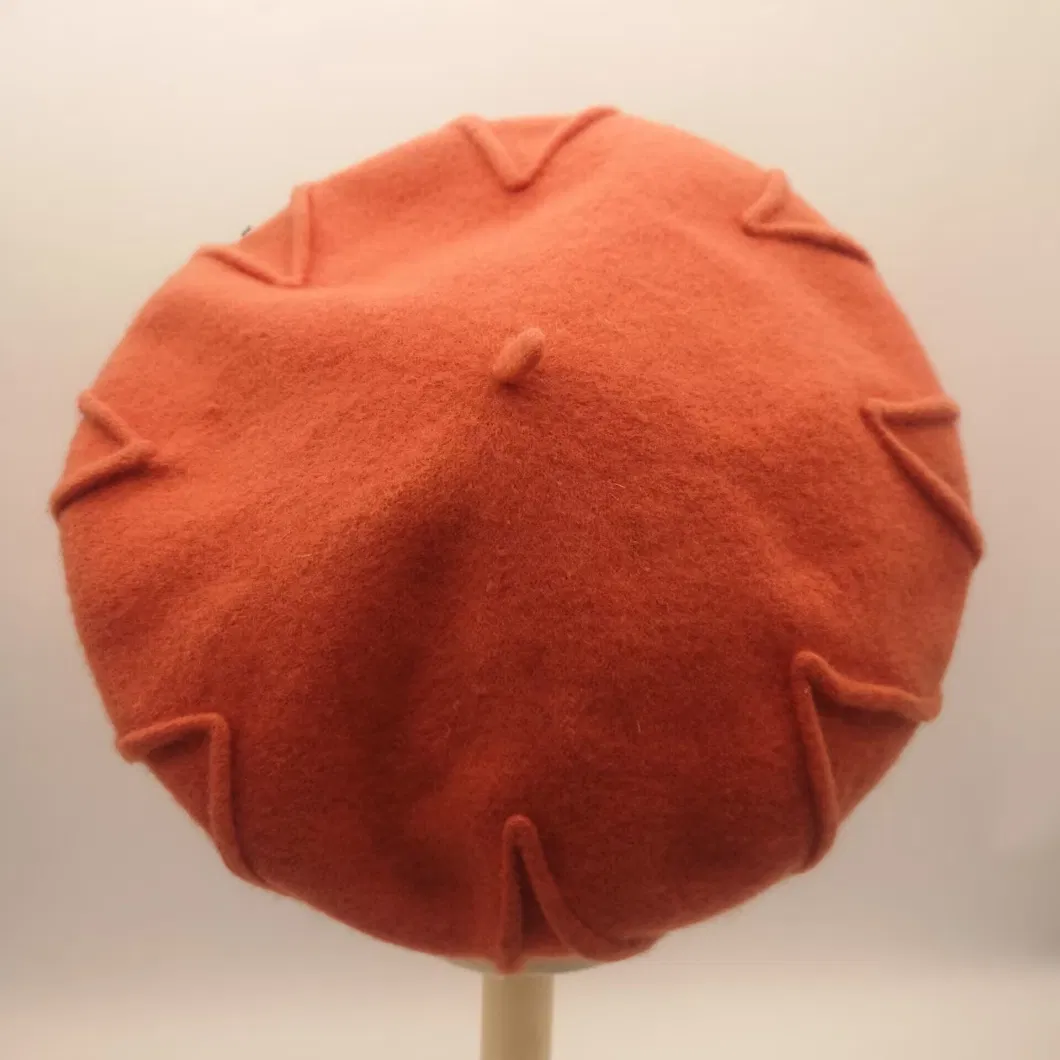 Women&prime;s Orange Wool All-Match Fashion Berets