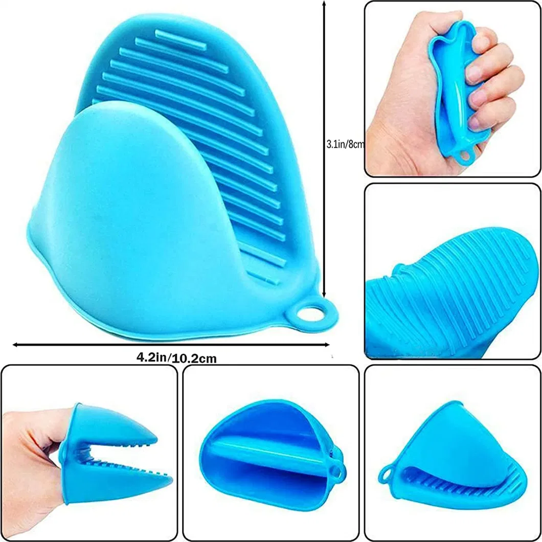 Mini Silicone Oven Mitts, BBQ Gloves, Oven Gloves Heat Insulation Cooking Pinch Mitts Potholder for Outdoor and Kitchen Cooking &amp; Baking