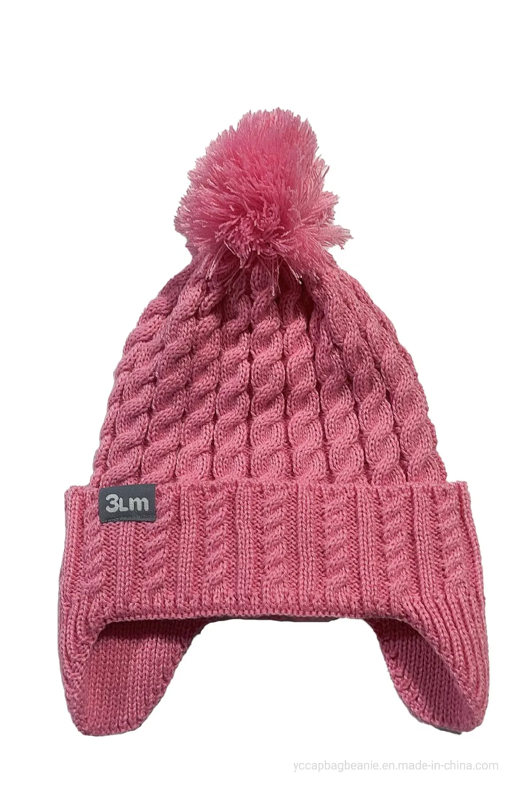 New Arrvial Earflap with POM POM Knitted Hat/Beanie