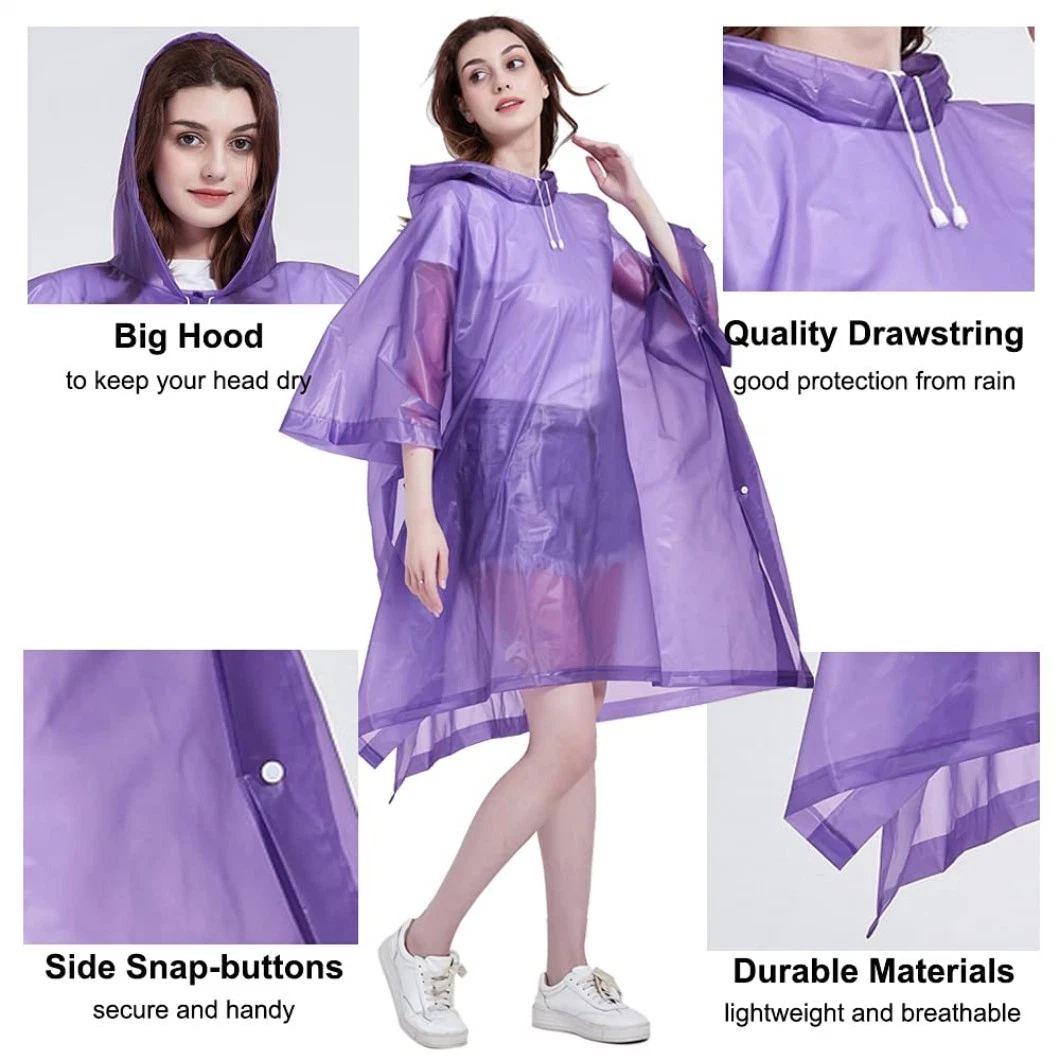 Cheap Outdoor Transparent Disposable Waterproof EVA Rainwear Adult Raincoat Rain Poncho