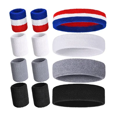 Cheap Gym Terry Cloth Moisture Wicking Athletic Basketball Sweatband Cotton Sports Headbands